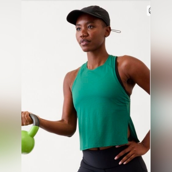 Athleta Tops - Athleta Women's Grid Knit Singlet Tank Trillium Green Yoga Athleisure L